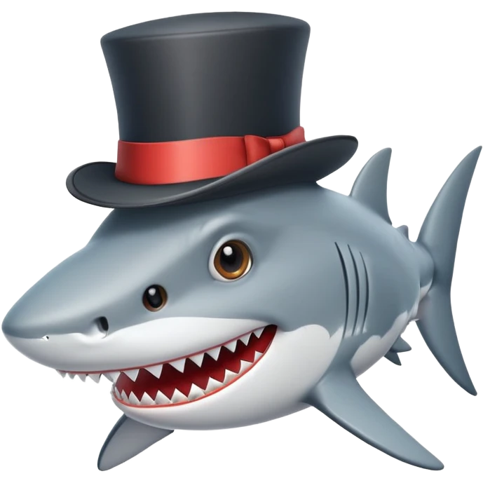 Shark with a top hat emoji