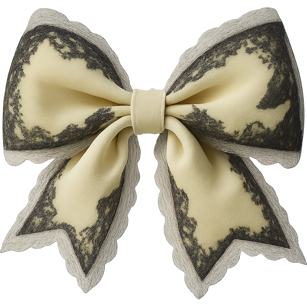 Make the gothic yellow bow pastel yellow while keeping the lace and velvet details. Maintain a photorealistic style and keep the background transparent. emoji