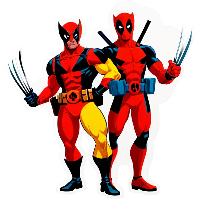 Wolverine and deadpool in a retro acade  emoji