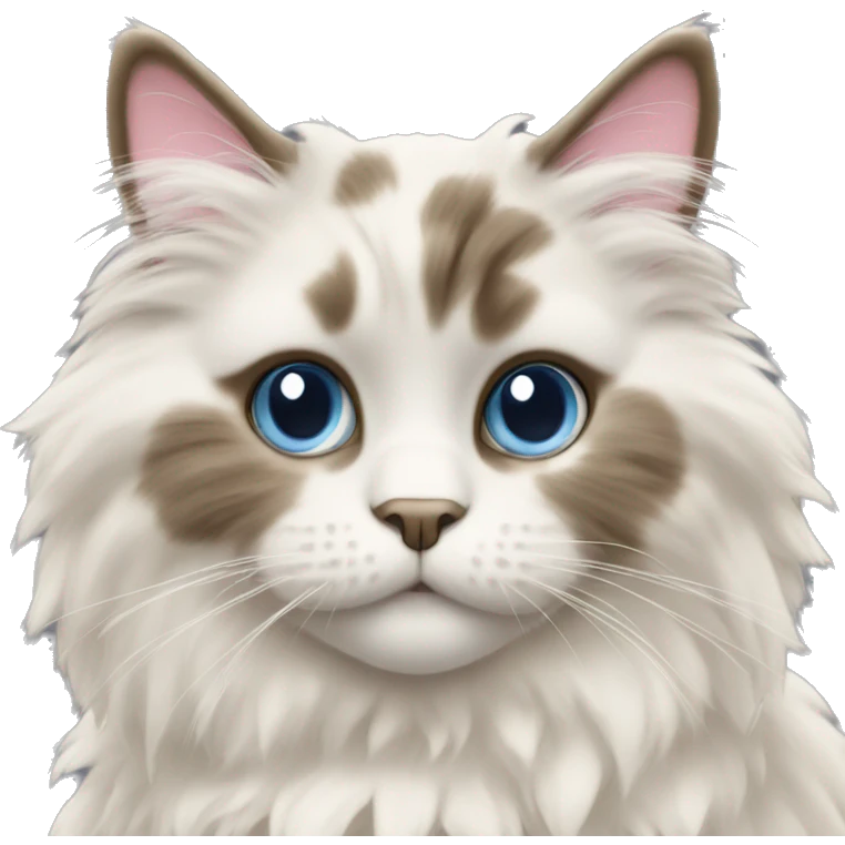 Fluffy Rag doll cat with a pretty face emoji