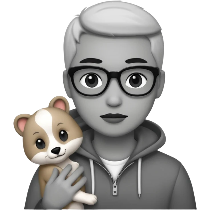 열정적인, 멋있는, 동물을 좋아하는 (흑백 회색조) emoji