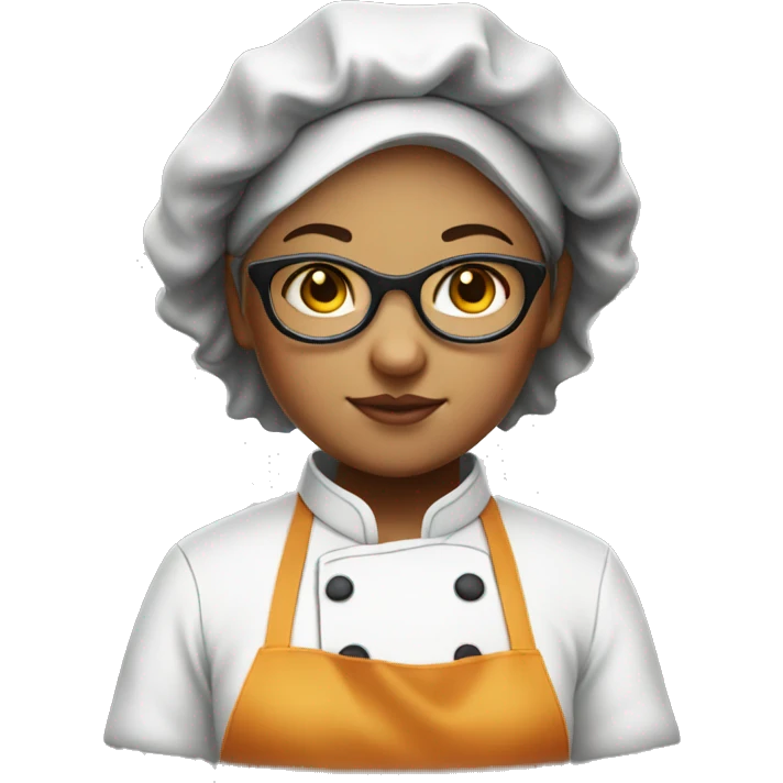 slightly chubby chef girl with glasses and short hair emoji