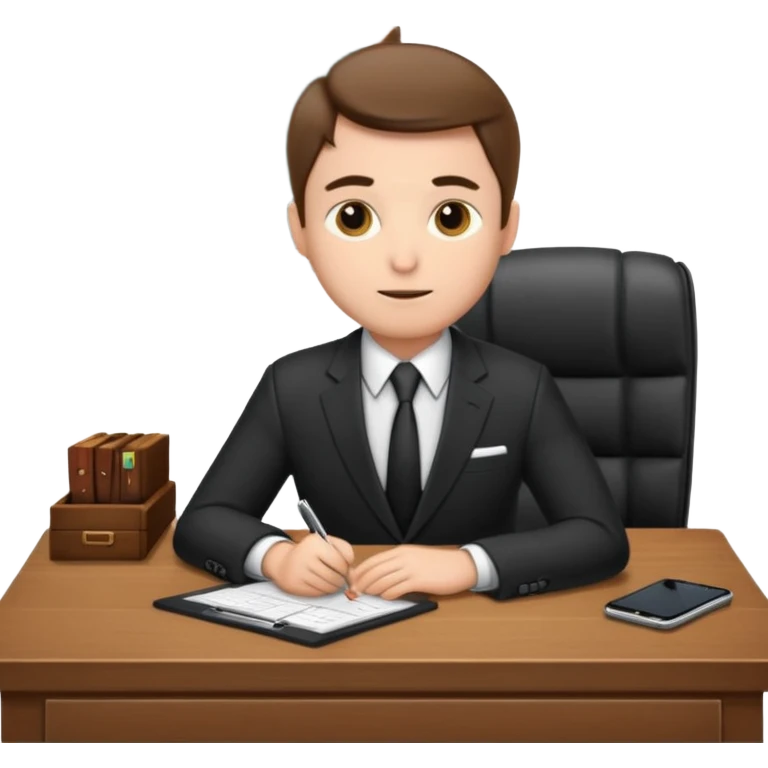 Business man sitting at a desk emoji