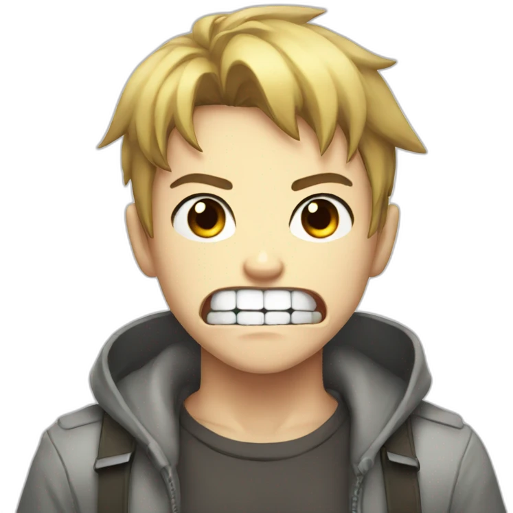 anime boy with angry face and angry teeth emoji