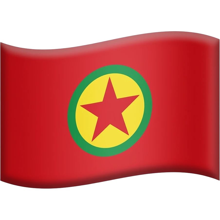 Düzenlemeye devam et ve bayrağı kırmızı zemin üzerine, ortasında yeşil-sarı daire içinde kırmızı yıldız bulunan bir tasarımdır � emoji