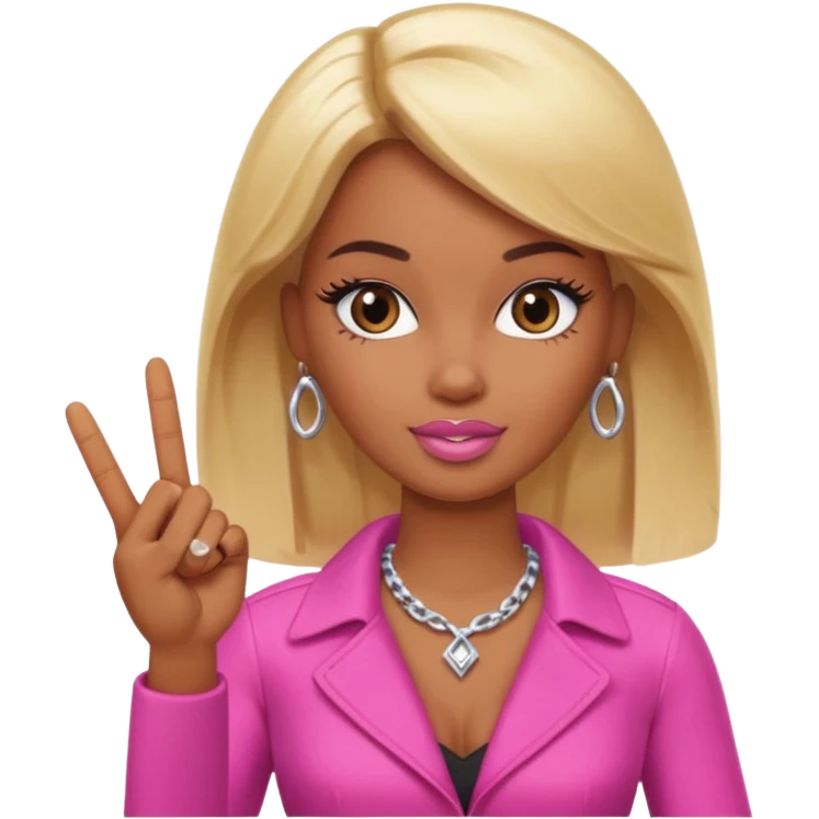 Brown skin blonde hair brown eyed barbie shooting the middle finger  emoji