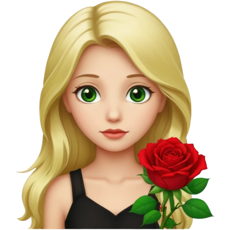Girl profile picture with long blonde hair and green eyes and 1 flower in her hair emoji