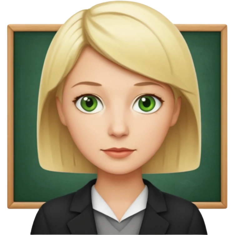 blonde teacher with short hair and green eyes emoji