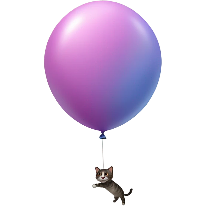 Cat being lifted by a balloon emoji