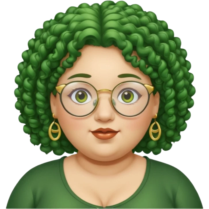  glassess and green curly haired fat girl earrings emoji