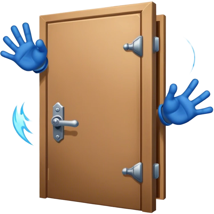 A closed door with a knuckles knocking on it. Because success isn’t about waiting—it’s about knocking until someone answers.blue power magic on knocking emoji