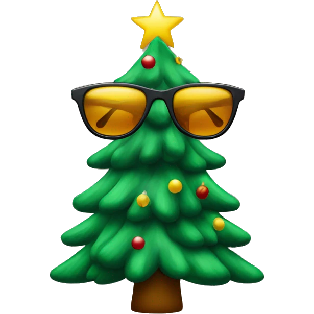 A Christmas tree with sunglasses on  emoji