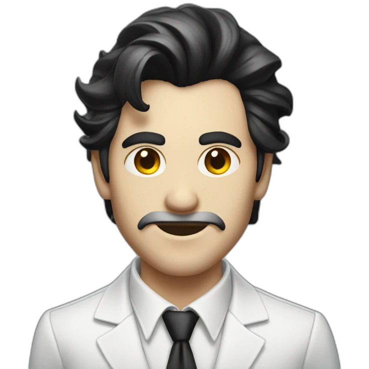 mysterious man in white shirt looking like a joker with black hair emoji