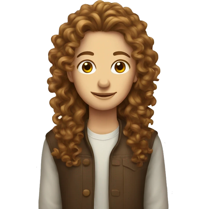 long brown haired curly headed white ma emoji