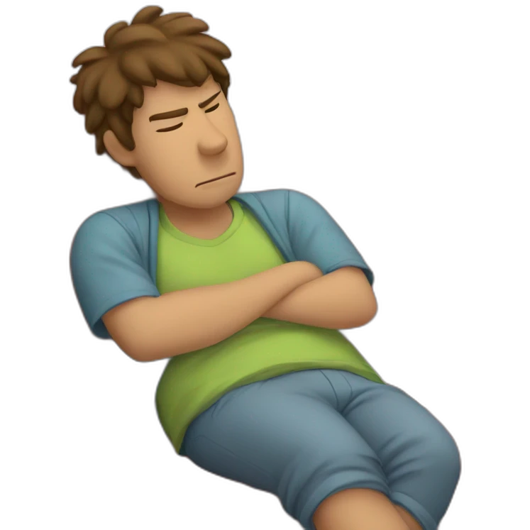 lazy tired boy on a couch wasting time emoji