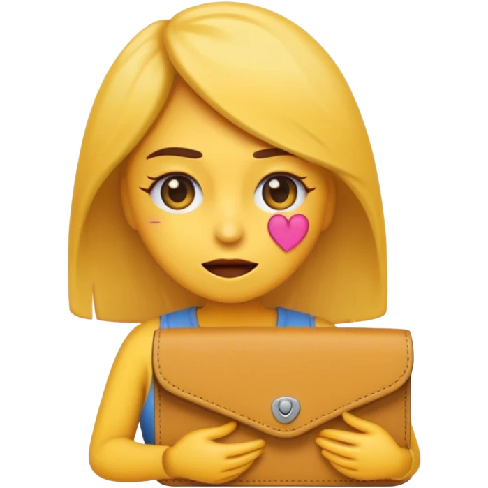 Emoji de chica muy desesperada, llorando, con ojos grandes y lágrimas, sosteniendo una billetera vacía al revés, estilo emoji minimalista, dramatismo exagerado, fondo transparente. emoji