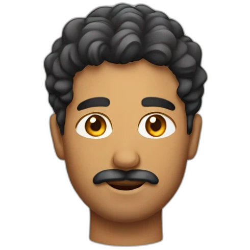 south asian man with a moustache and beard and short curly hair emoji