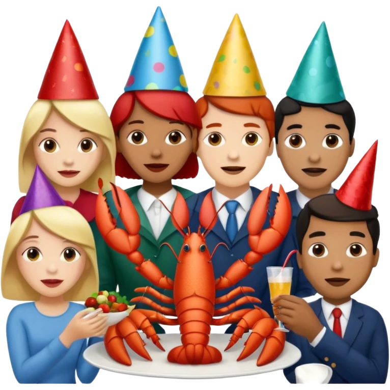 200 people eating lobster at a family party emoji