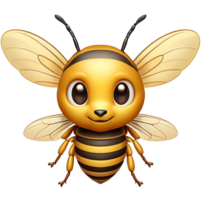 Cinematic Cute Hornet Portrait Emoji, Head tilted playfully and inquisitively, featuring a compact, delicately striped body with adorable, round eyes and subtly detailed wings, Simplified yet irresistibly adorable features, highly detailed, glowing with a warm, inviting glow, high shine, affectionate and lively, stylized with a touch of whimsical insect charm, soft glowing outline, capturing the essence of a mischievous yet endearing hornet that seems as if it could buzz out of the screen into your arms! emoji
