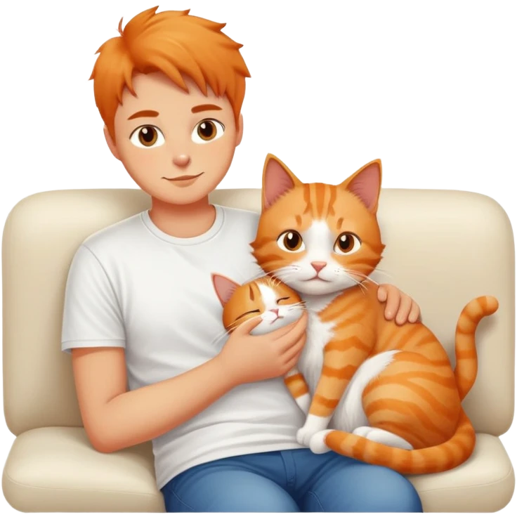 cat and owner relaxing together on sofa emoji
