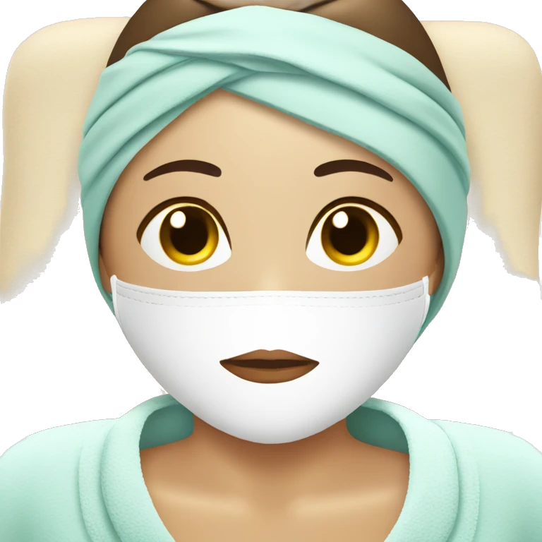 Lady with face mask spa beauty full face relaxing emoji