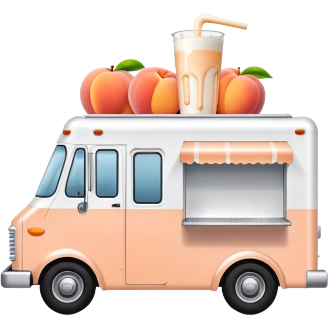 food truck with peach dripping milk on the top emoji