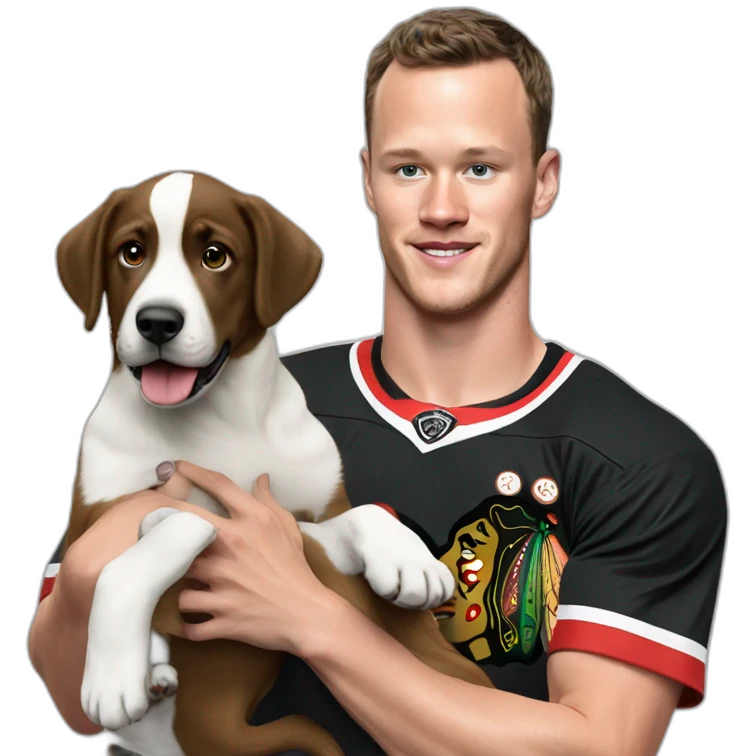Jonathan Toews playing with a puppy emoji