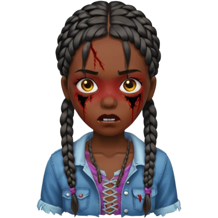 swag zombie girl black with braids emoji