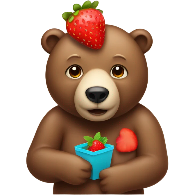 Bear holding a strawberry emoji