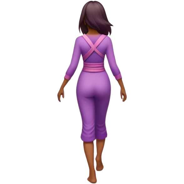 A small figure walks back across a foggy bridge, holding soft pink and purple orbs in each hand—symbolizing compassion and forgiveness. A gentle heart aura trails behind them, showing healing in motion. emoji