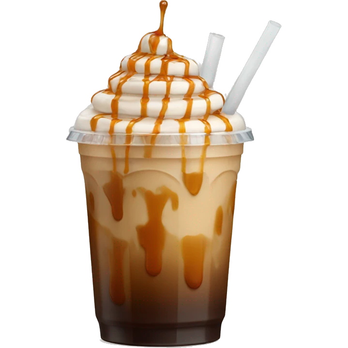 iced coffee with caramel drizzle  emoji