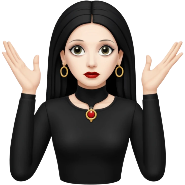 Lene Lovich shown as on the Stateless album cover with a typical symmetrical hand pose emoji