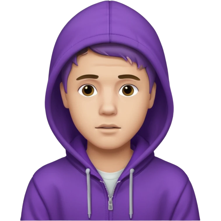 justin bieber, wear purple hoodie emoji