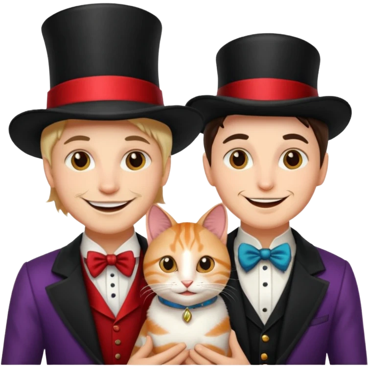 magician couple and their pet cat emoji