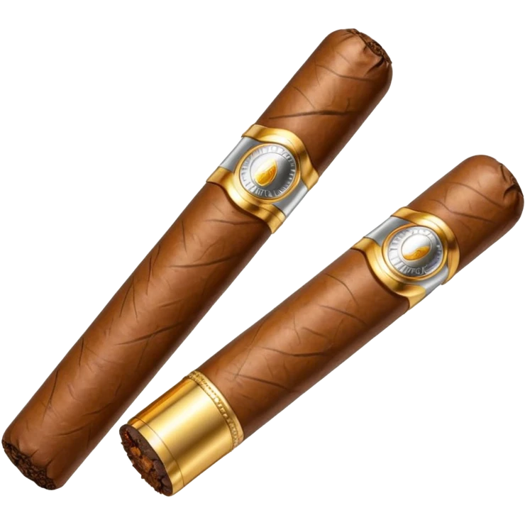 A luxury cigar emoji made of silver chrome, smooth metallic texture, minimal shape, glossy reflections, rich swag aesthetic, iOS emoji style, centered, clean white background emoji