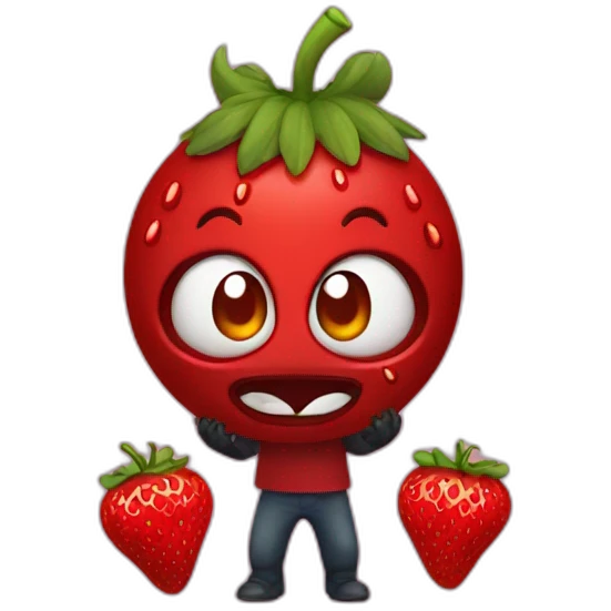 demon with five strawberries emoji
