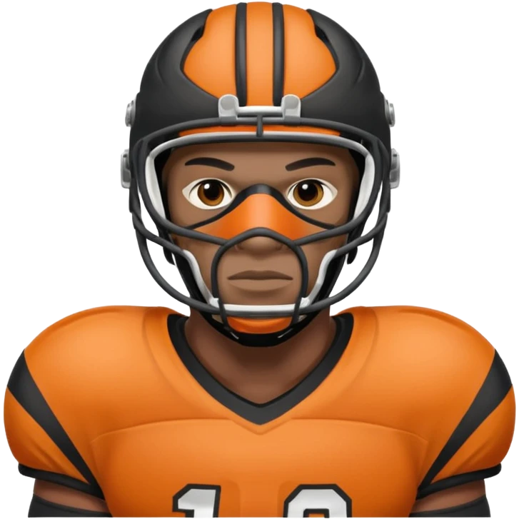 American black football player without a Helmet  and have  a goalkeeper mask which have small holes emoji