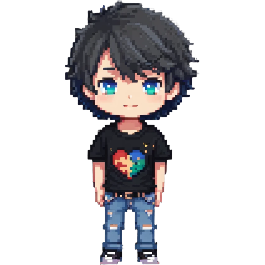 cute chibi boy with t-shirt and jeans emoji