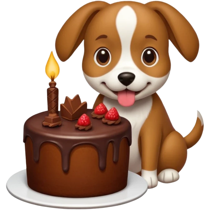 a dog eating a chocolate cake emoji