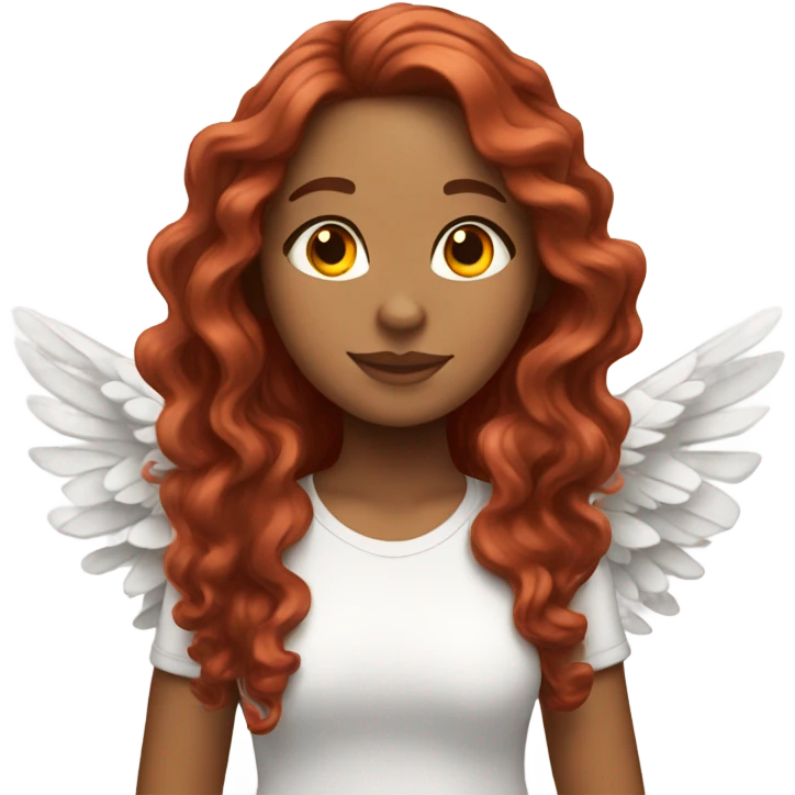 Latina girl with long red wavy hair with white wings emoji