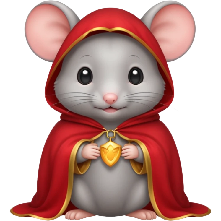 baby grey mouse, in magic red cloak emoji