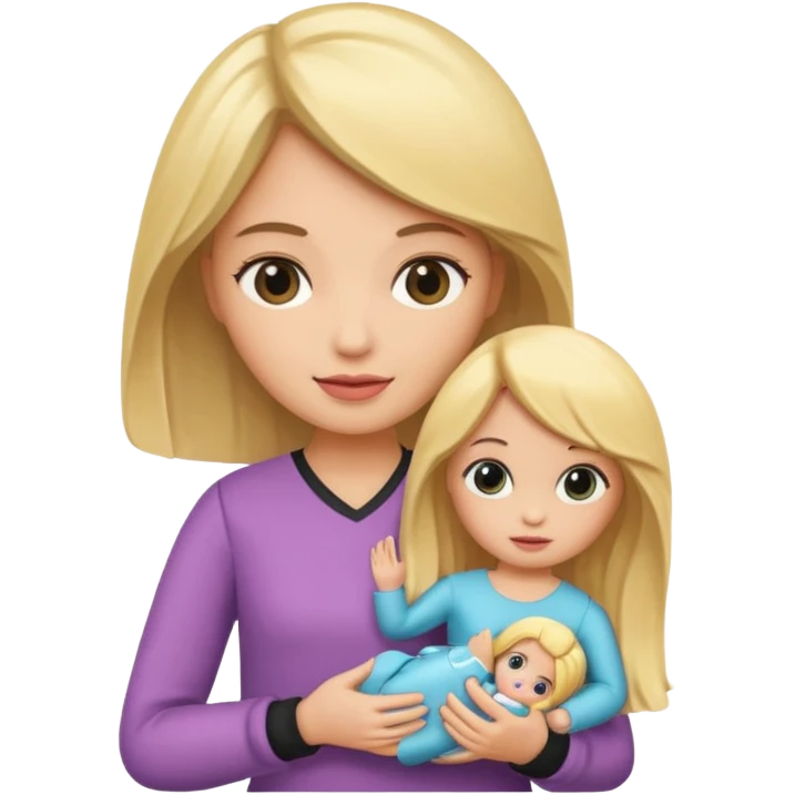 woman holding blonde doll emoji