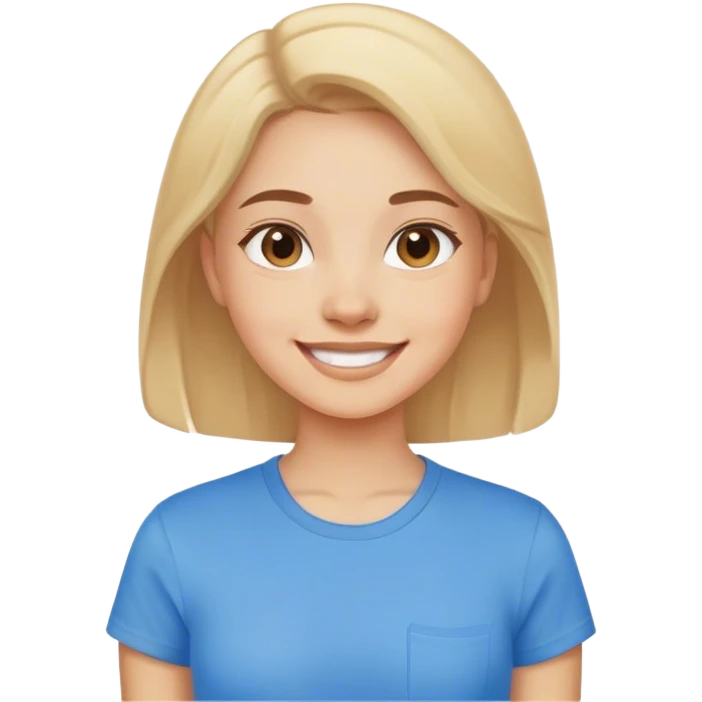 smiling girl in blue shirt emoji