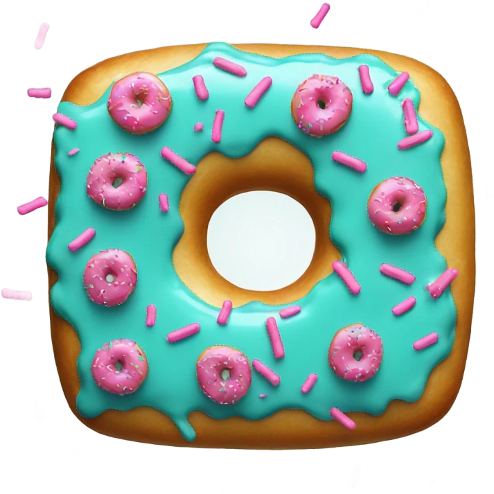 Square donut with teal icing and pink sprinkles emoji