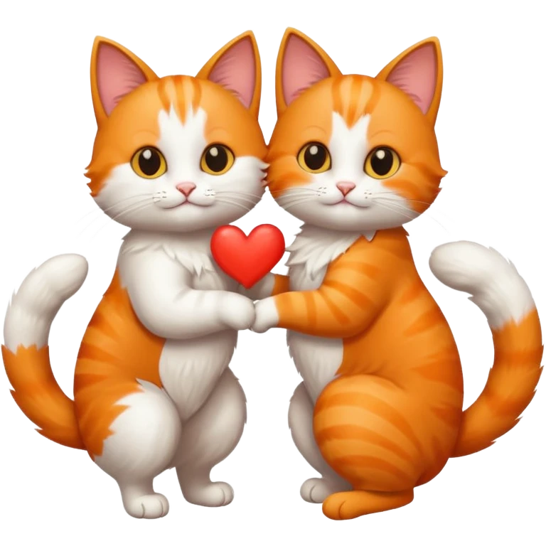 Two cats with their tails making a heart  emoji