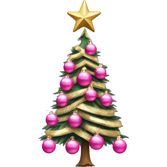 Christmas tree with pink baubles and gold star emoji
