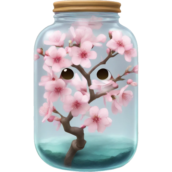 Realistic sakura in a transparent jar emoji
