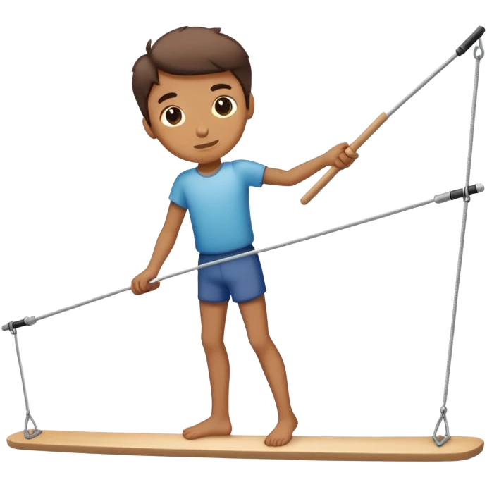 person on tightrope holding horizontal balancing stick
 emoji