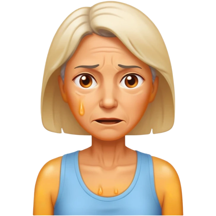 50 year old woman sweating suffering heat  emoji