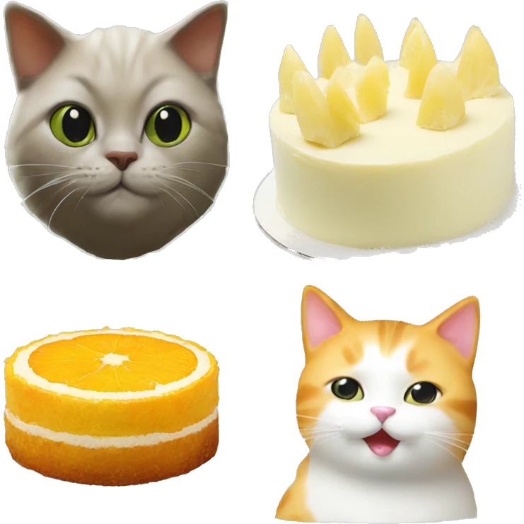 durian cake with one orange cat one white cat emoji